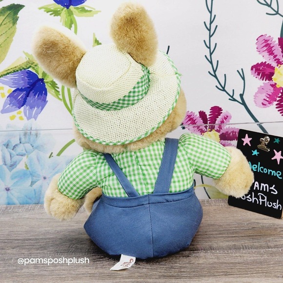 Cuddle Wit Farmer Bunny Rabbit Plush 16" Gingham Plaid Shirt Easter 1992 Bunny - Picture 5 of 12